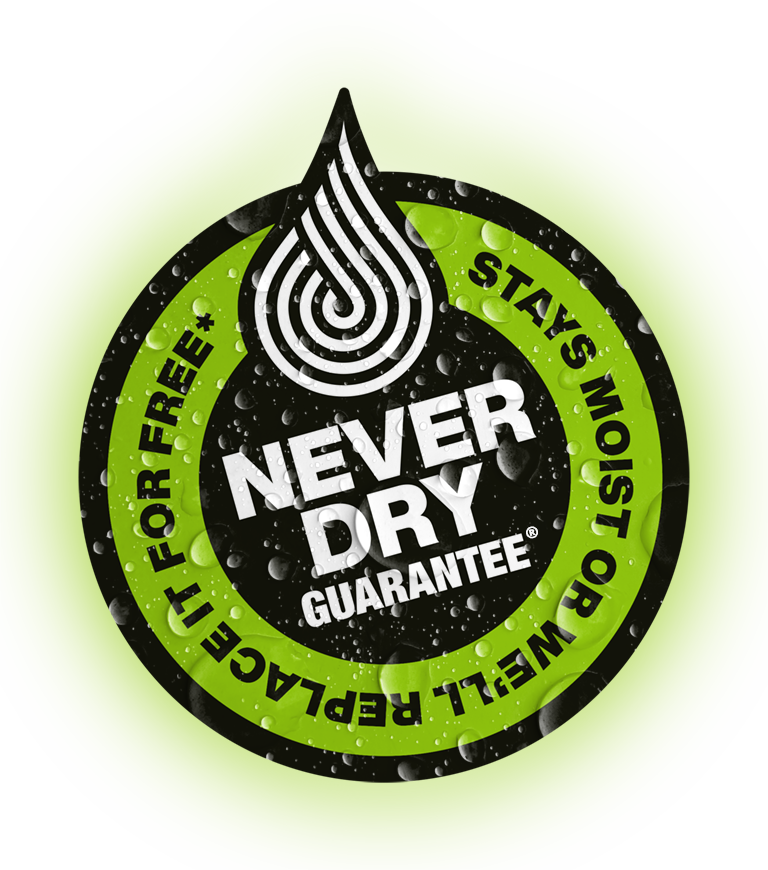 Crocodile Cloth Never Dry Guarantee Logo